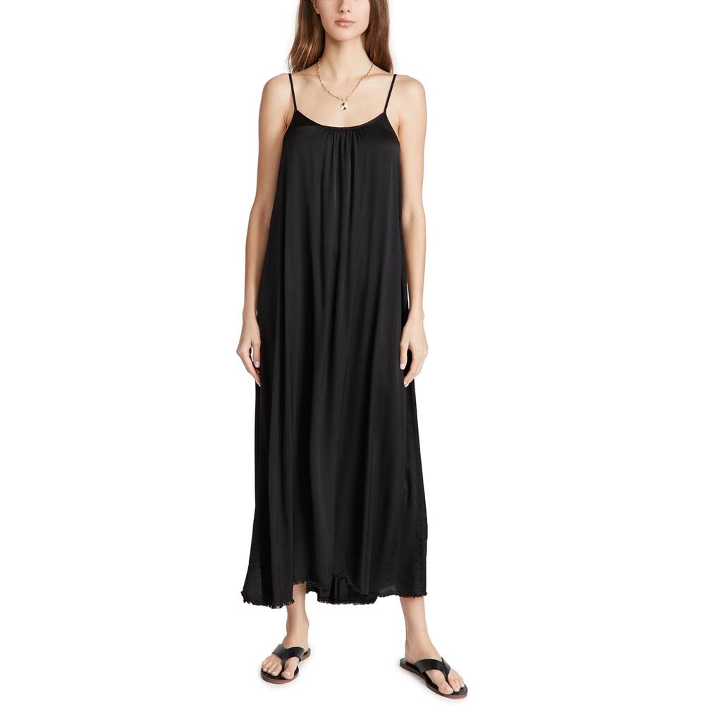 Nation LTD Lila Black Cami Soft Smooth Viscose Fringe Hem Maxi Dress Size S